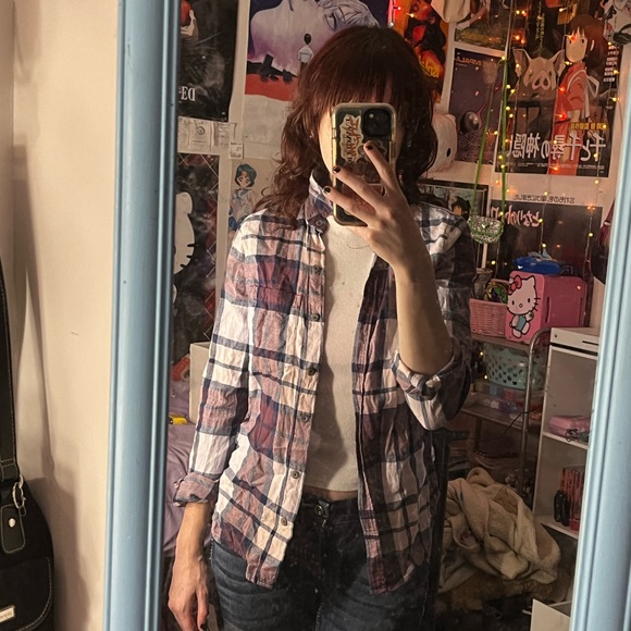 SO WOMENS Red white and blue flannel top size extra small EXCELLENT CONDITION!!! - Picture 5 of 5